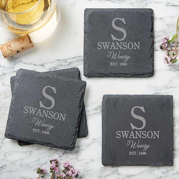 Personalized Laser Engraved Slate Coaster Set
