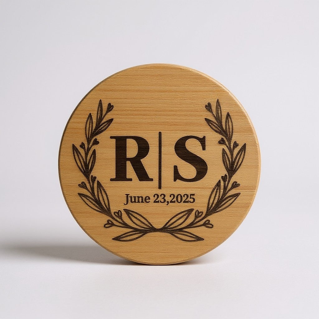 Personalized Bamboo Bottle Opener Magnet | Custom Wedding Favor