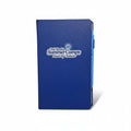 Custom logo branded blue notebook with matching pen