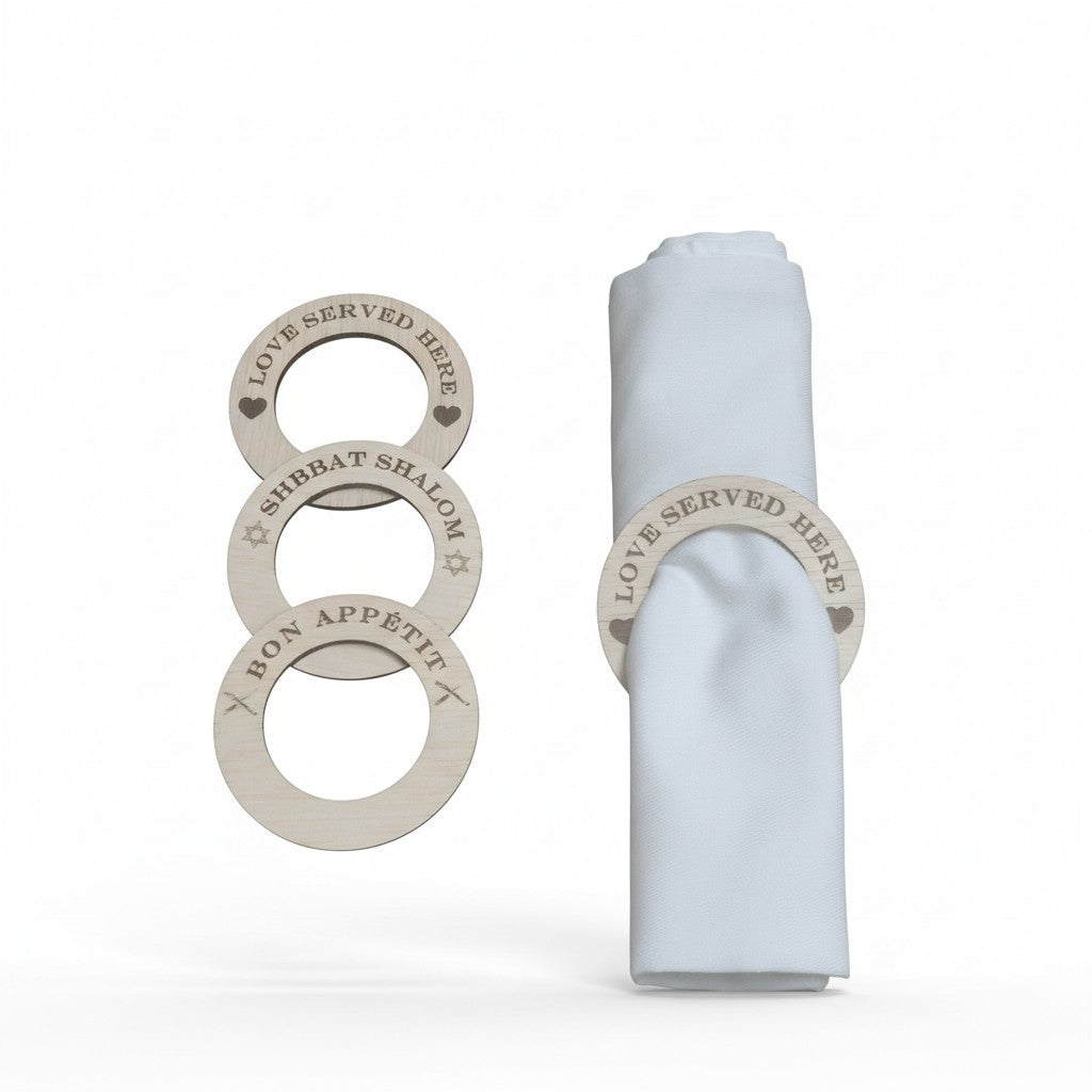 Personalized Wooden Napkin Rings – Set of 4