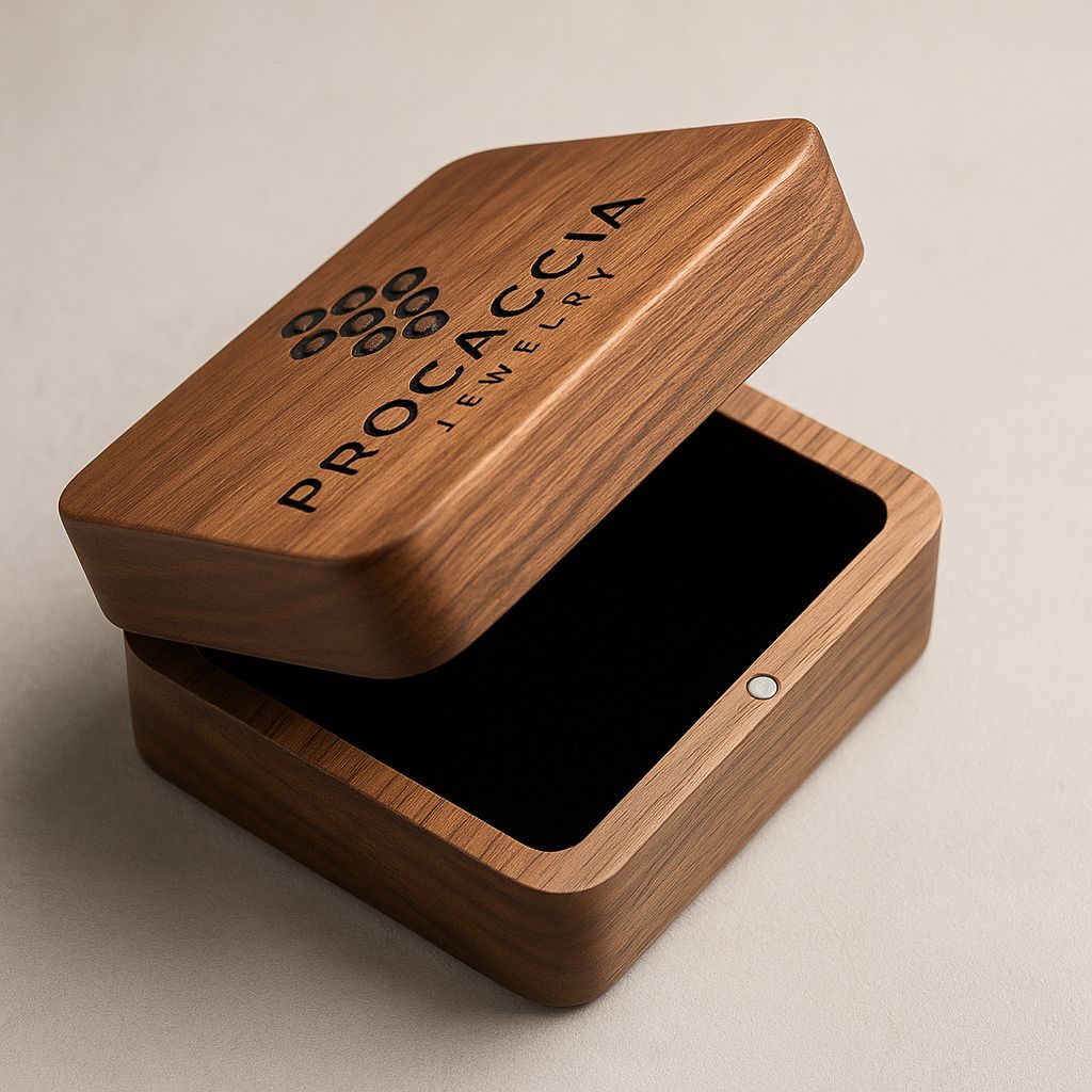 Custom laser engraved wooden box with logo