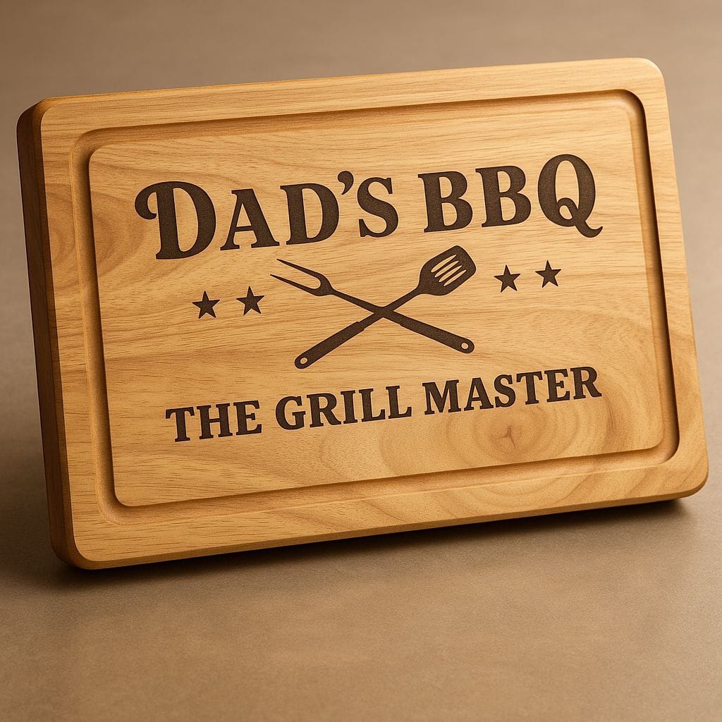 Laser engraved wooden cutting board - Dad's BBQ The Grill Master