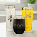 Personalized laser engraved tumblers with custom names