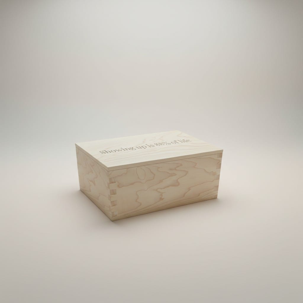Personalized engraved wooden keepsake box with custom quote