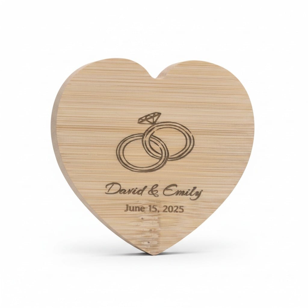 Personalized Bamboo Bottle Opener Magnet | Custom Wedding Favor