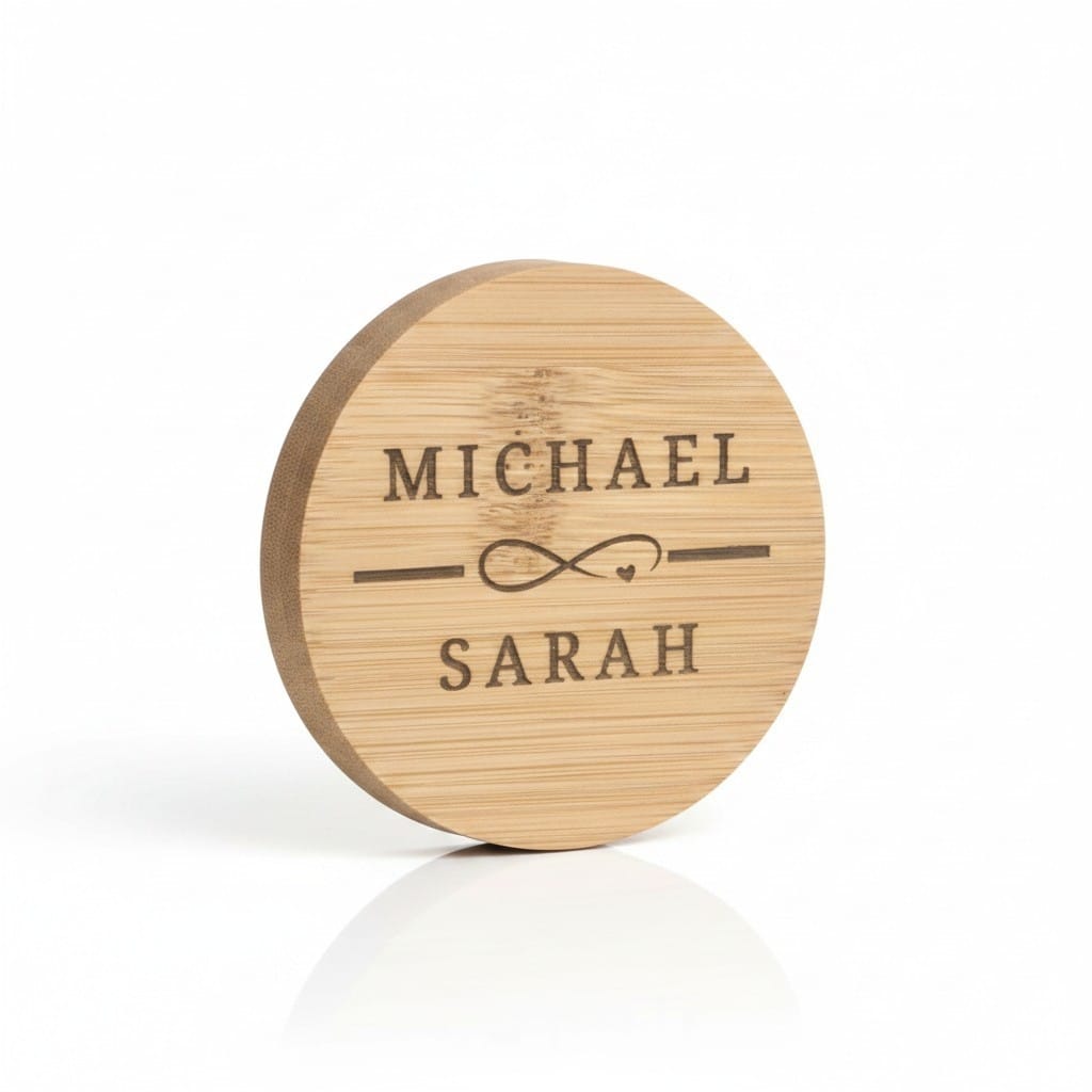 Personalized Bamboo Bottle Opener Magnet | Custom Wedding Favor