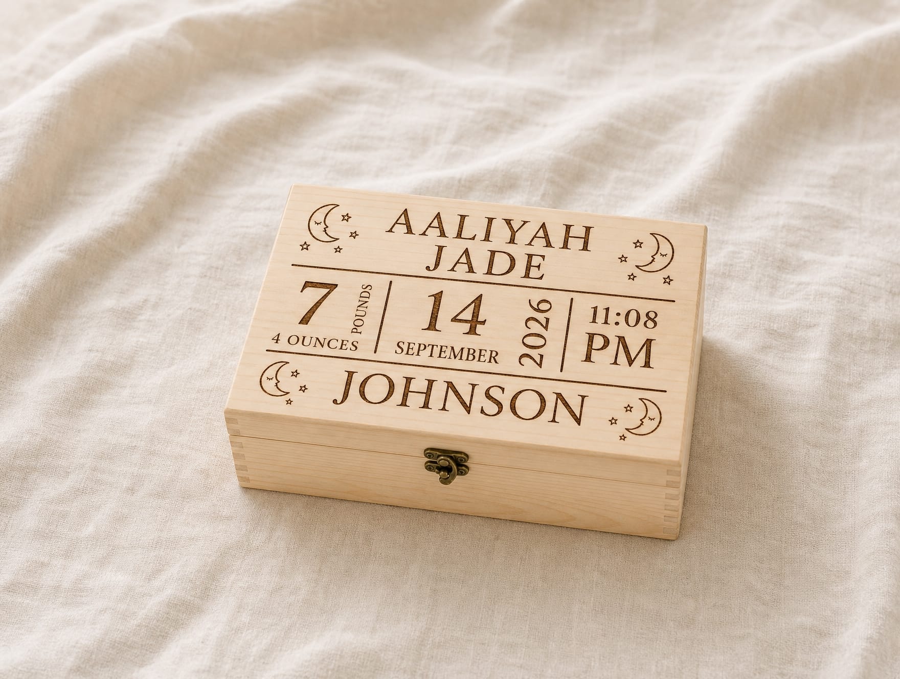 Personalized Baby Memory Box | Custom Laser Engraved Newborn Gift
