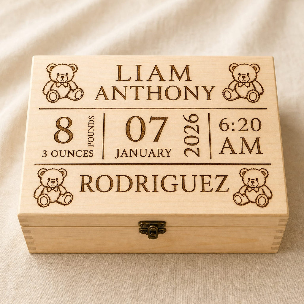 Personalized Baby Memory Box | Custom Laser Engraved Newborn Gift