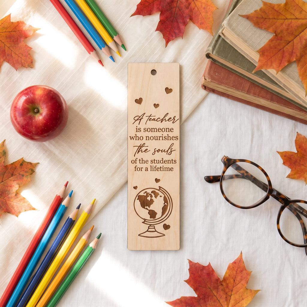 Laser Engraved Wooden Bookmark | Teacher Appreciation Gift