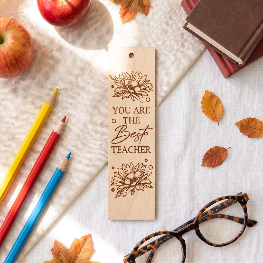 Laser Engraved Wooden Bookmark | Teacher Appreciation Gift