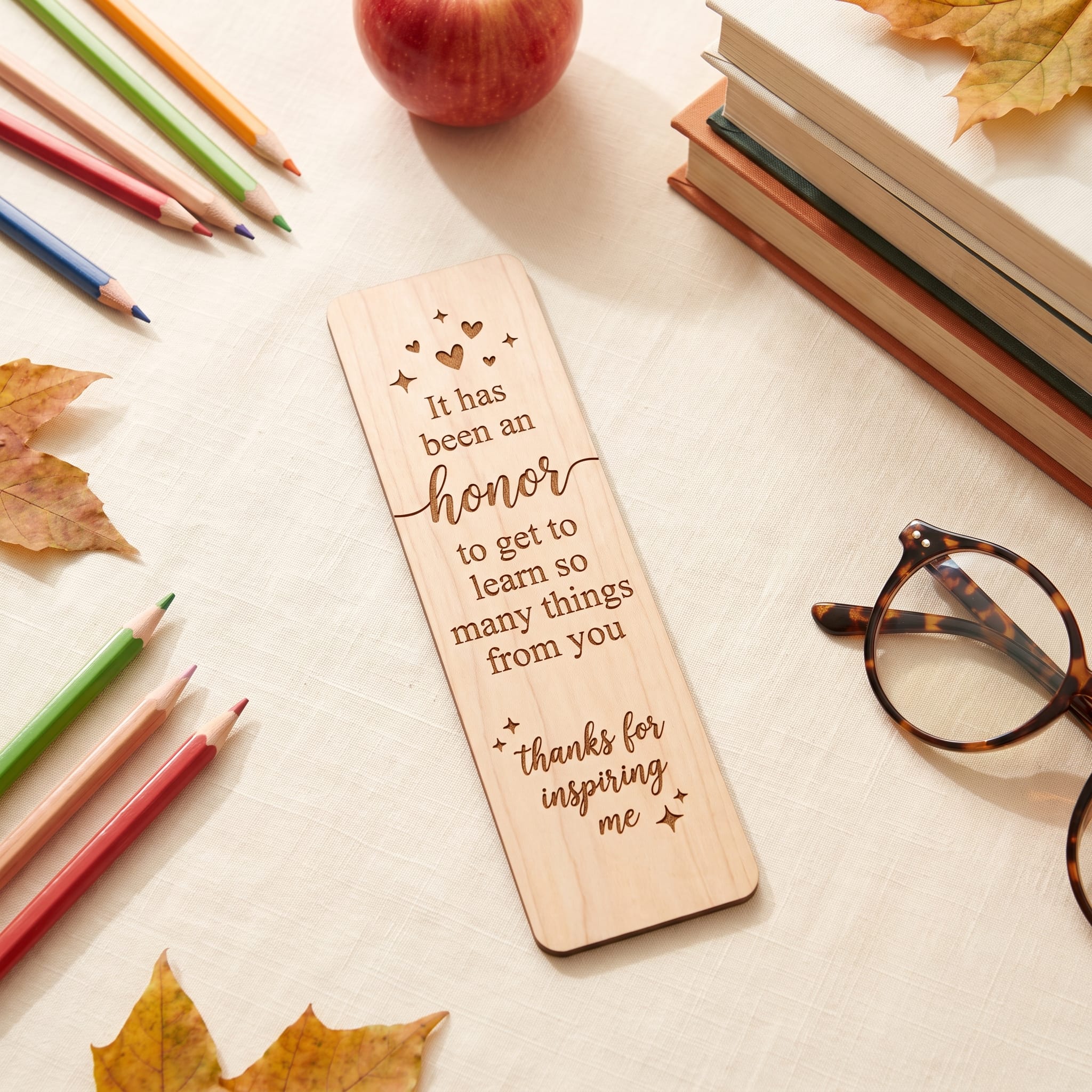 Laser Engraved Wooden Bookmark | Teacher Appreciation Gift