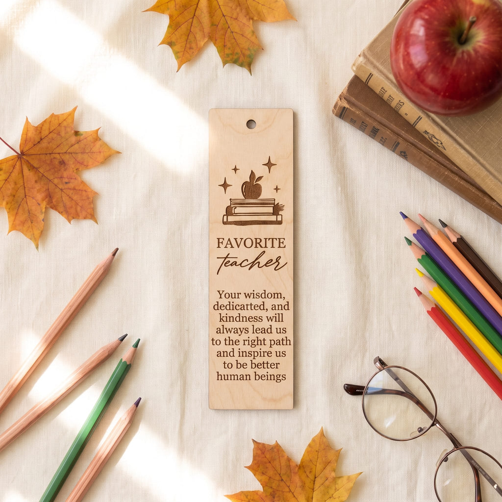 Laser Engraved Wooden Bookmark | Teacher Appreciation Gift