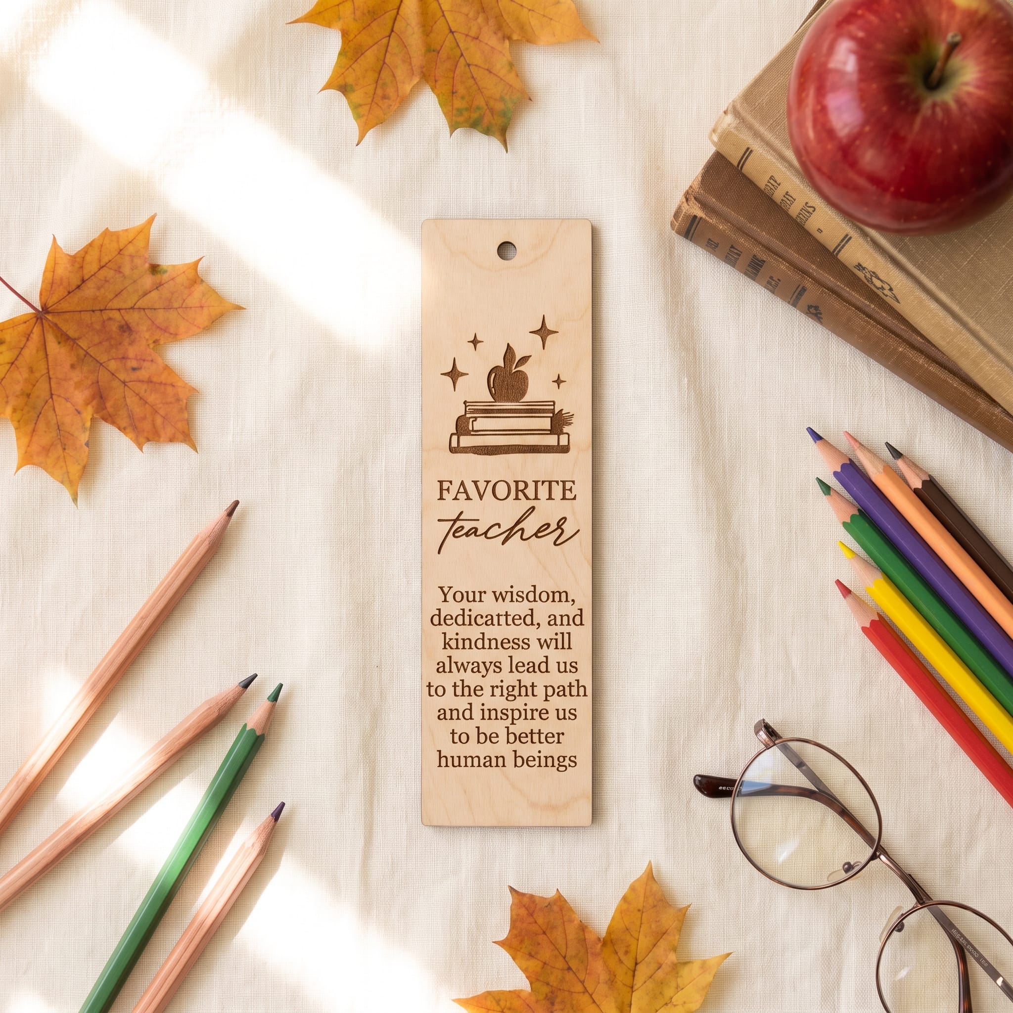 Laser Engraved Wooden Bookmark | Teacher Appreciation Gift