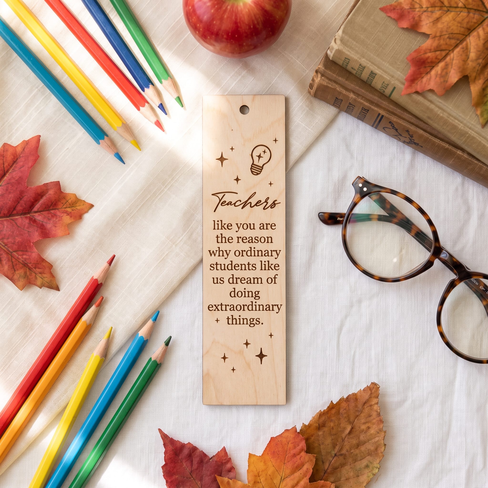 Laser Engraved Wooden Bookmark | Teacher Appreciation Gift