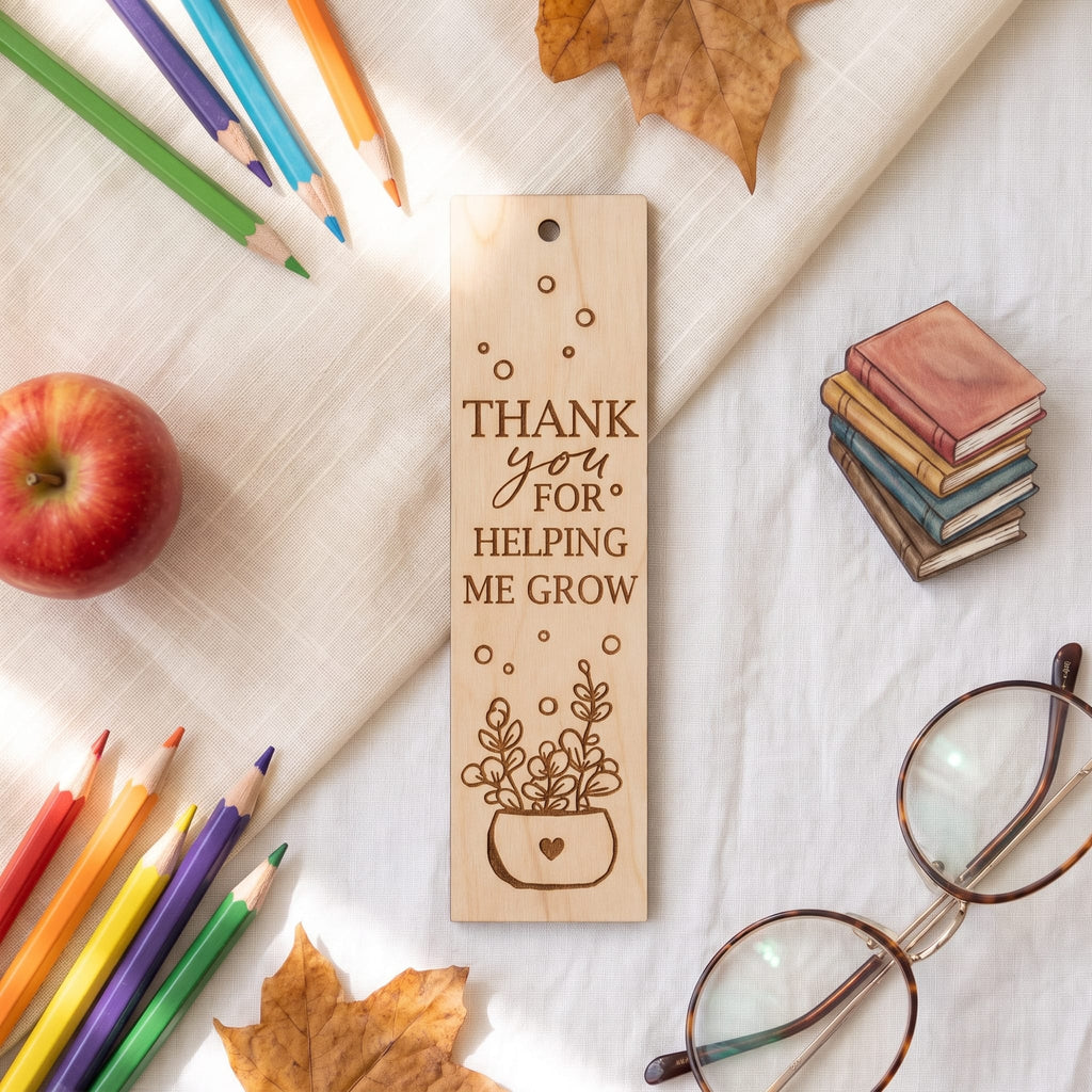Laser Engraved Wooden Bookmark | Teacher Appreciation Gift