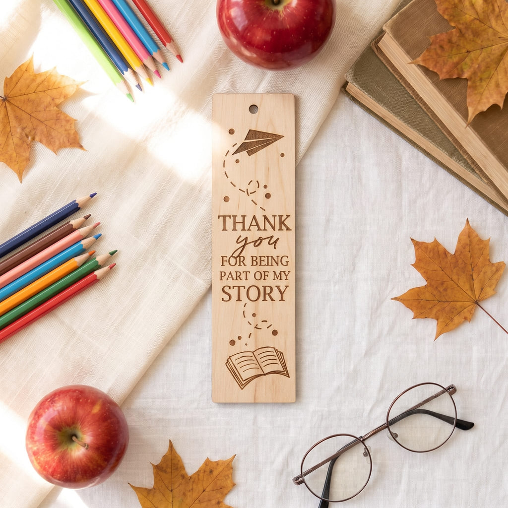 Laser Engraved Wooden Bookmark | Teacher Appreciation Gift