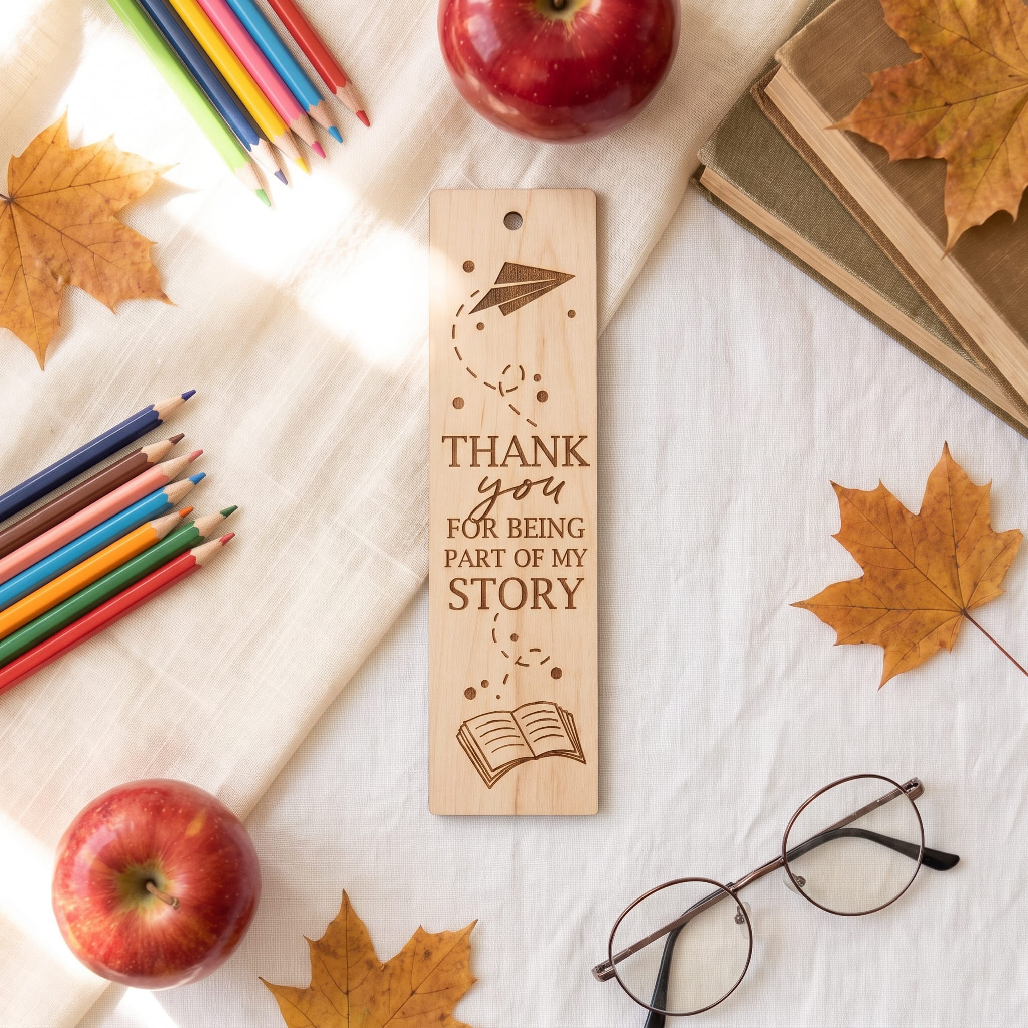 Laser Engraved Wooden Bookmark | Teacher Appreciation Gift