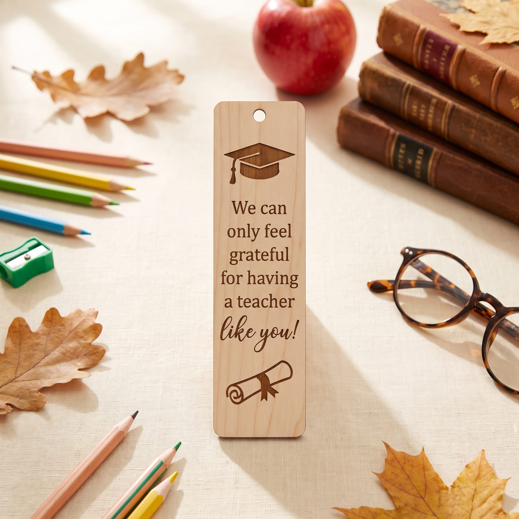Laser Engraved Wooden Bookmark | Teacher Appreciation Gift