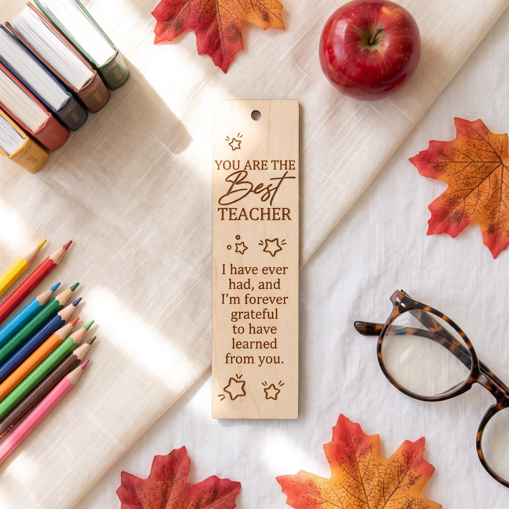 Laser Engraved Wooden Bookmark | Teacher Appreciation Gift