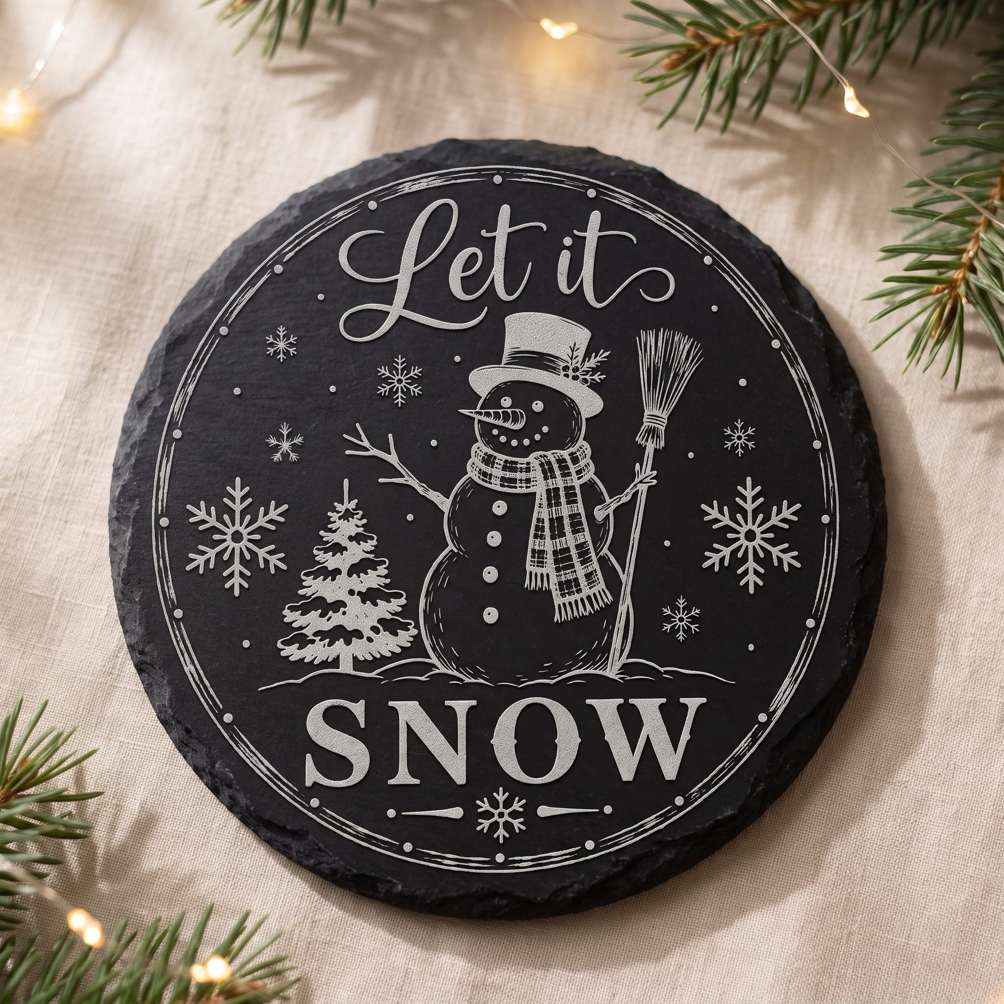 Home for the Holidays laser engraved slate stone coaster