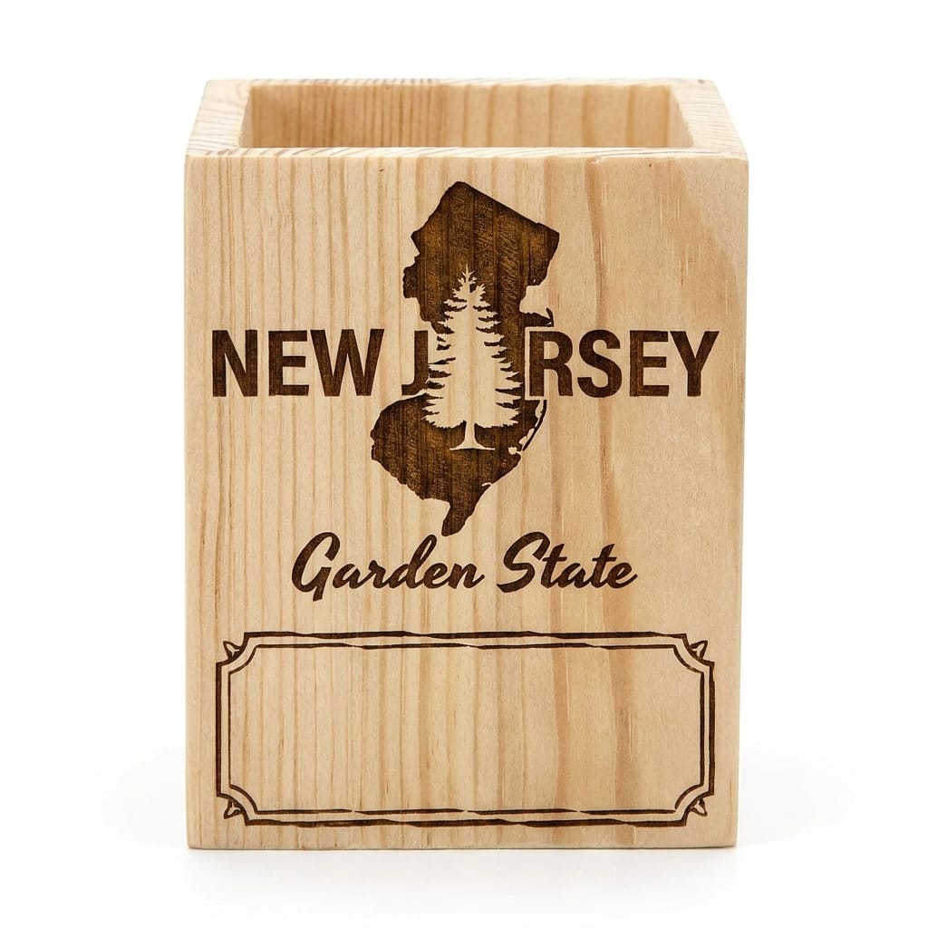 Personalized wooden pen holder laser engraved Class of 2026 design - graduation gift handmade in NJ