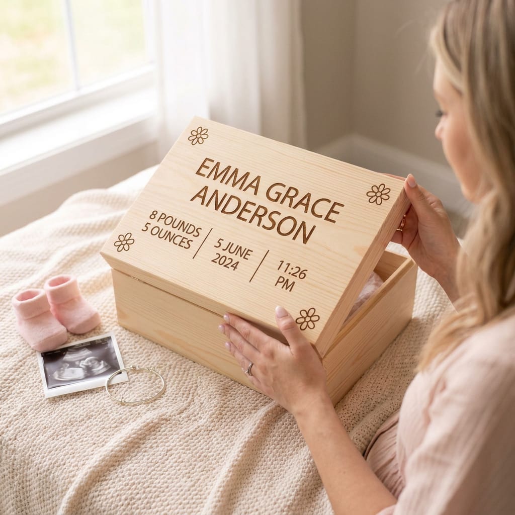 Personalized Baby Memory Box | Custom Laser Engraved Newborn Gift