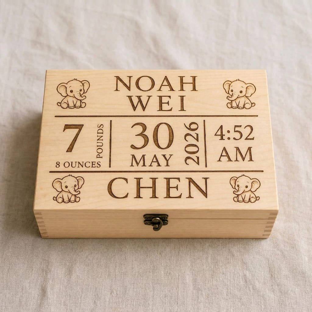 Personalized Baby Memory Box | Custom Laser Engraved Newborn Gift