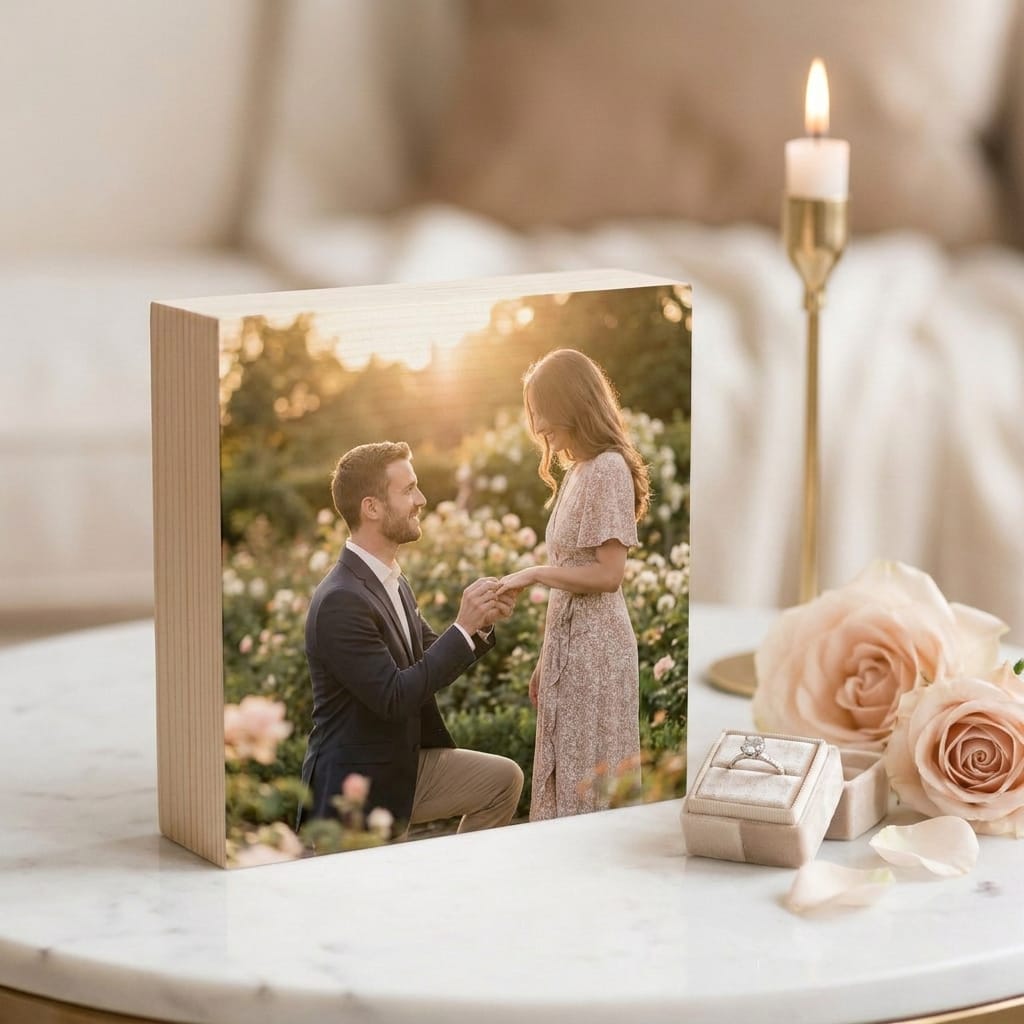 Personalized Photo on Wood Block | Custom 6×6 Wedding & Event Keepsake