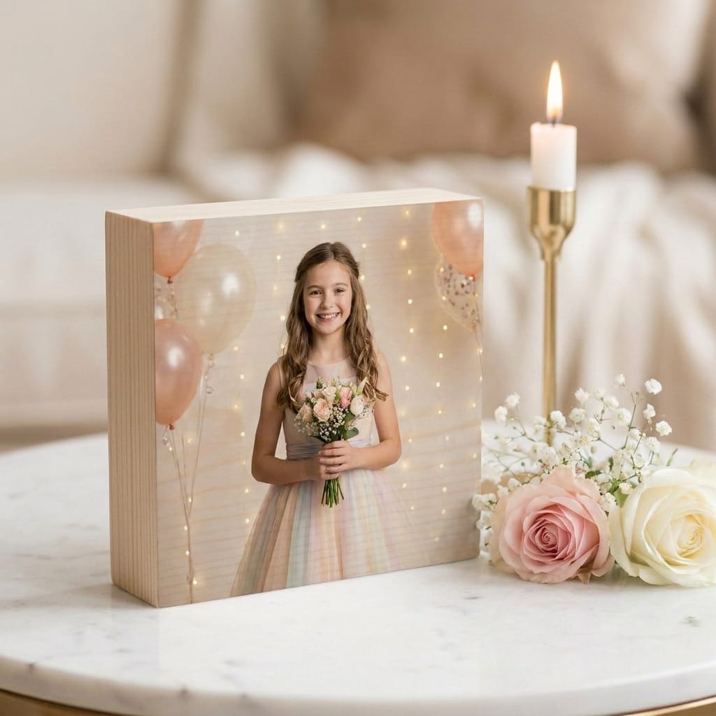 Personalized Photo on Wood Block | Custom 6×6 Wedding & Event Keepsake