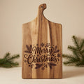 Family monogram engraved acacia wood cutting board with laurel wreath, family name and established year