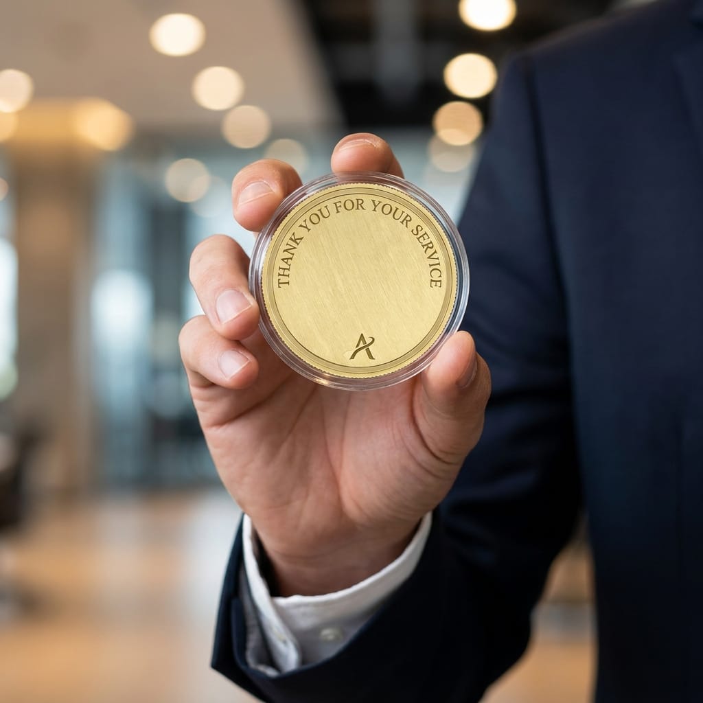 Custom Engraved Gold Coin | Personalized Corporate Award & Recognition Coin