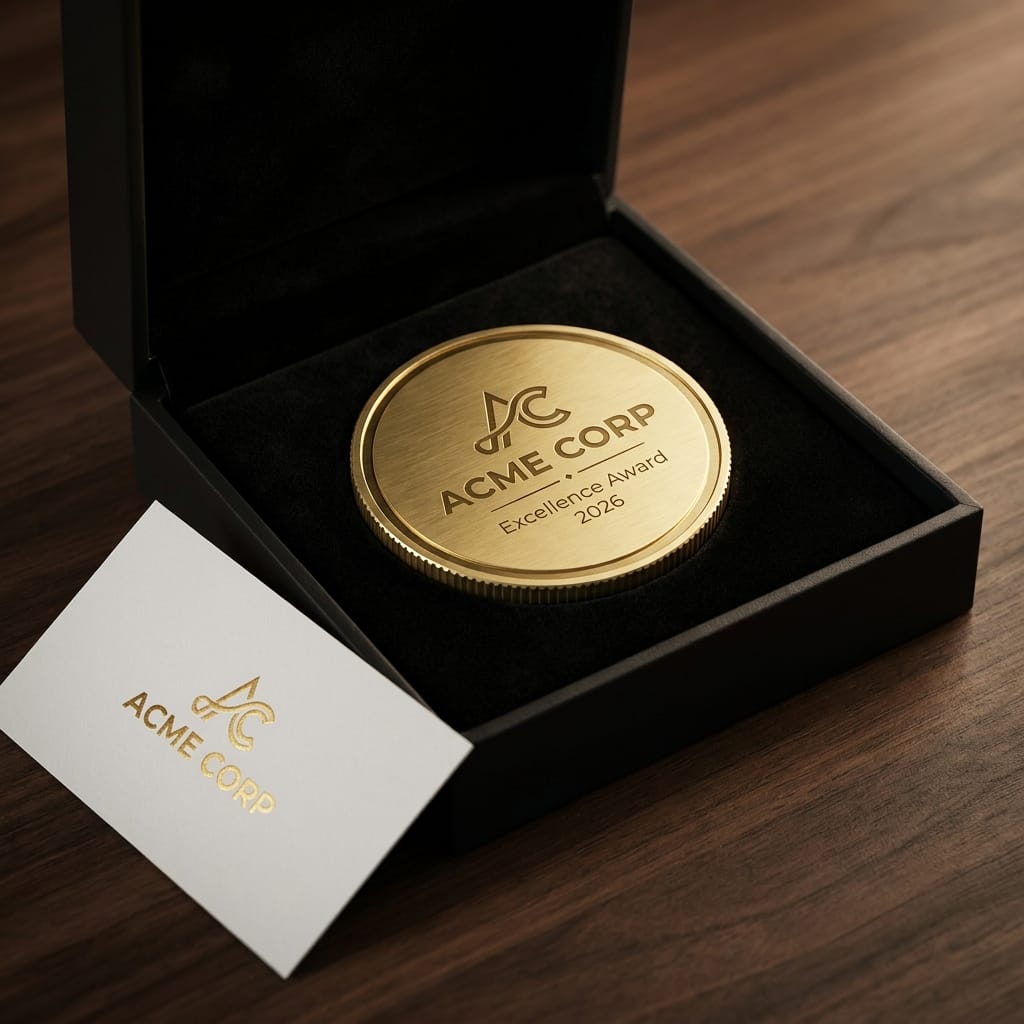Custom Engraved Gold Coin | Personalized Corporate Award & Recognition Coin