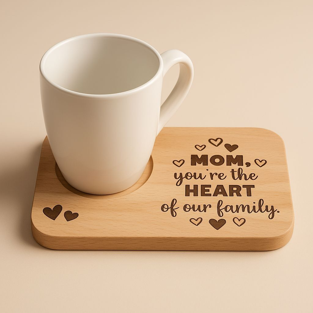 Personalized Wooden Coffee Tray with cup Holder
